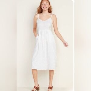 Old Navy Elegant White Fit and Flare Eyelet Dress
